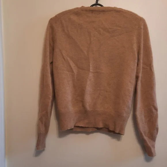 *SOLD* Lord & Taylor 100% Cashmere Crew Neck Cardigan Sweater Tan - Picture 13 of 16